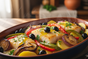 bacalhoada portuguesa tradicional Bacalhoada portuguesa tradicional em assadeira,.bacalhoada, receita portuguesa, prato de bacalhau, culinária tradicional, bacalhau de forno, receita de páscoa, receita de natal