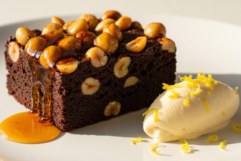 Brownie de Baru com Caramelo de Rapadura e Creme de Cupuaçu Uma Celebração dos Sabores Brasileiros