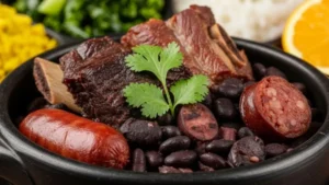 tigela-de-barro-com-carnes-feijao-arroz-farofa-e-couvefeijoada-brasileira-receita-de-feijoada-prato-tradicional-culinaria-brasileira-feijoada