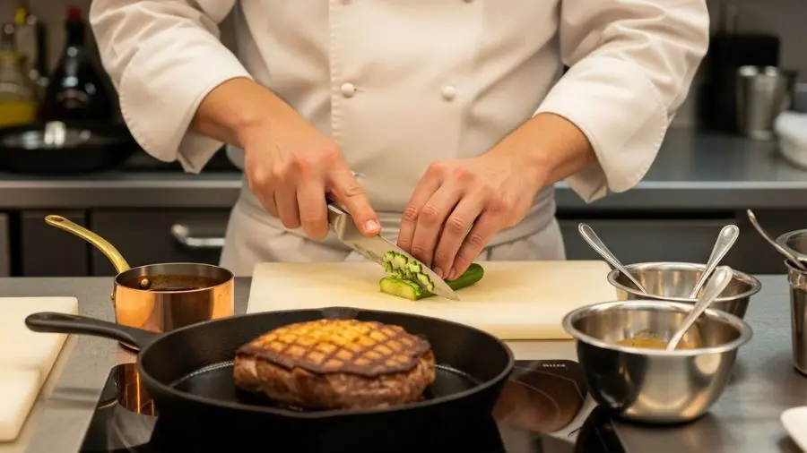 "Receita qualquer um segue. Técnica é o que separa quem cozinha de quem sabe cozinhar. Aprendi isso no primeiro dia do Le Cordon Bleu — e nunca esqueci. 🔪" -->