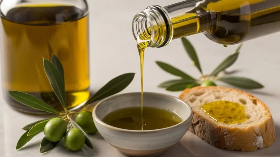 "Esse verde-dourado intenso não é marketing. É clorofila e polifenóis — os mesmos compostos que fazem o azeite bom para a saúde e bom para a comida." -->