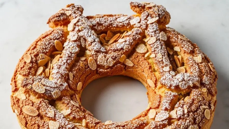 O anel dourado antes do recheio. Se a massa não estiver completamente seca, o crème mousseline vai amolecer tudo.