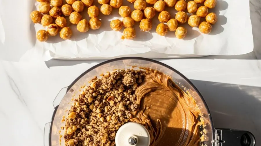  Paris-Brest receita praliné de avelã caseiro — avelãs caramelizadas e pasta processada para crème mousseline