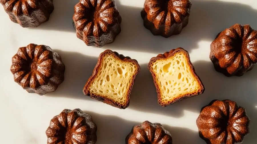 canelé de Bordeaux passo a passo — exterior caramelizado e interior cremoso da receita clássica