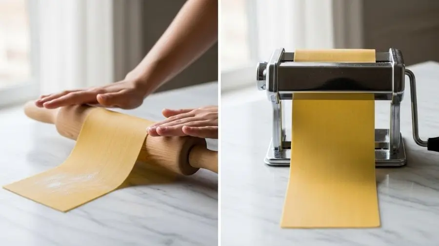 massa fresca italiana laminação — rolo manual e máquina de massa comparação de técnica 