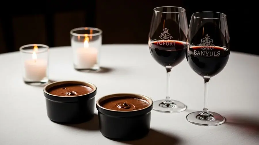 mousse de chocolate harmonizacao — porto tawny e banyuls com sobremesa francesa