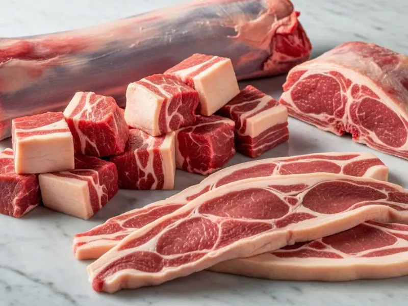 navarin d'agneau, cortes de cordeiro, pescoço, paleta e costela para o ensopado clássico.