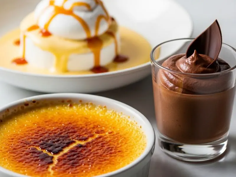  sobremesas francesas clássicas de creme — crème brûlée mousse e île flottante
