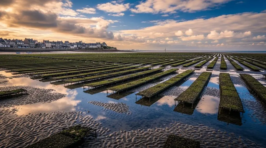 "Maré baixa em Cancale. As ostras ficam a cinquenta metros de onde você vai comê-las."