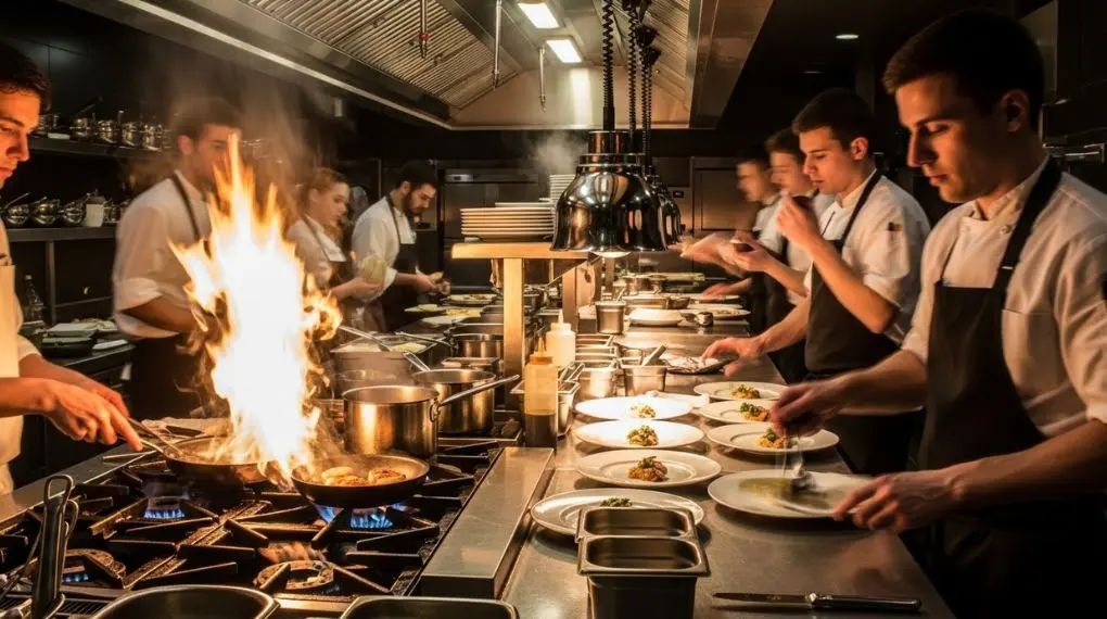 O serviço de uma cozinha profissional séria não é caos — é coreografia sob pressão extrema, com cada posição da brigada funcionando em sincronia.