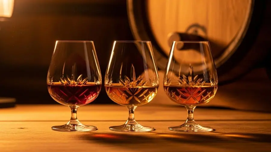 "Três destilados. Três regiões. Três formas completamente diferentes de entrar numa refeição." -->