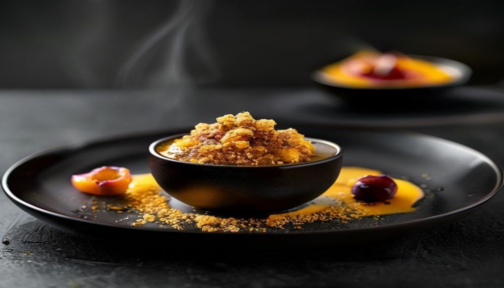 Prato fine dining com espuma de cupuacu
