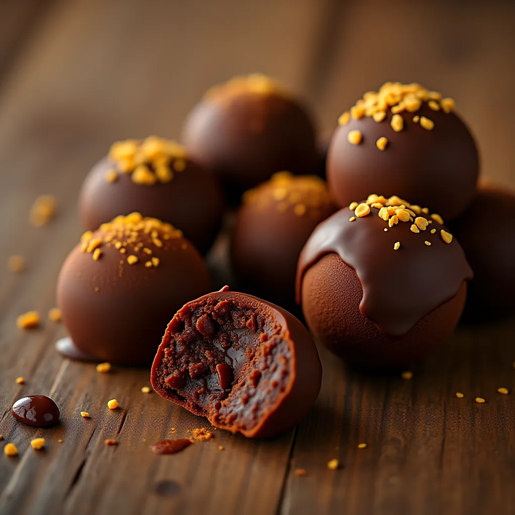 Brigadeiro gourmet receita — bolinhas brilhantes com cobertura de chocolate nobre