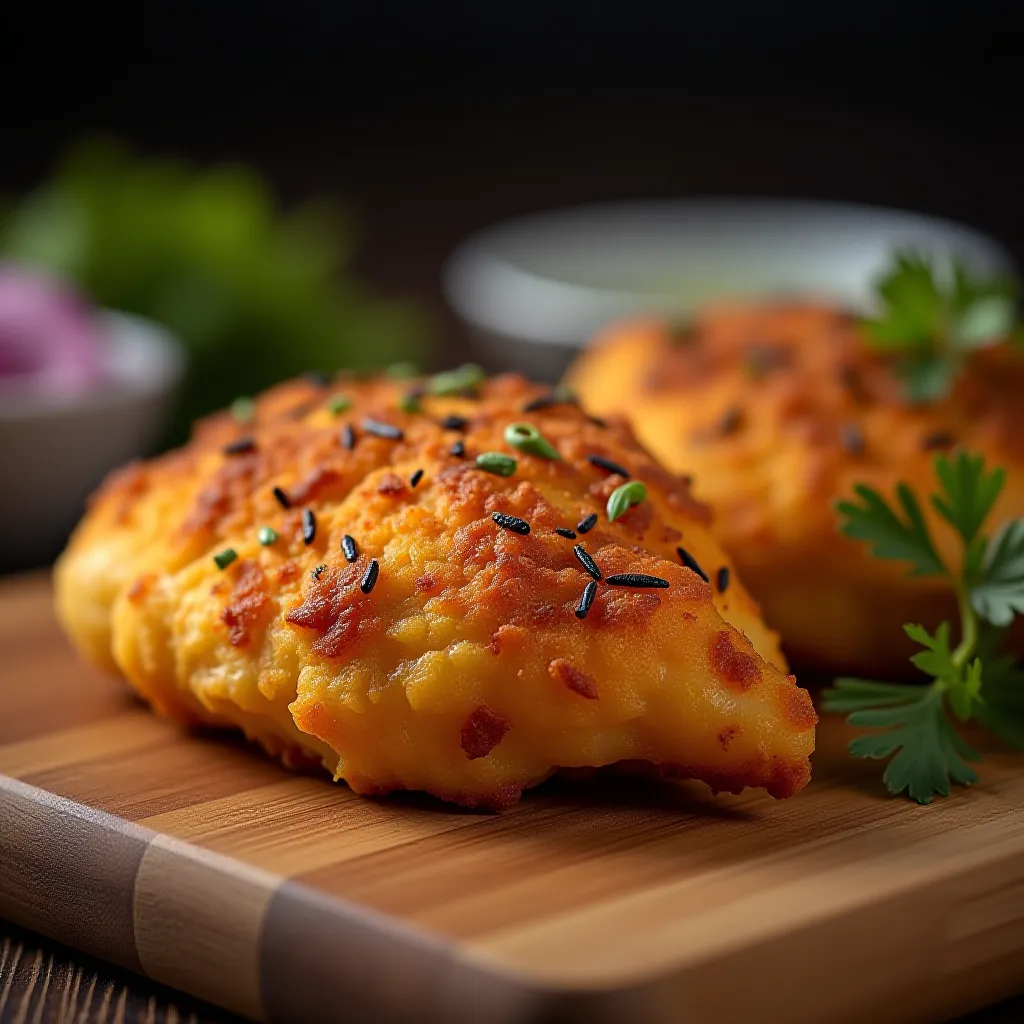 Coxinha de frango caseira dourada e crocante sobre tabua de madeira — receita perfeita