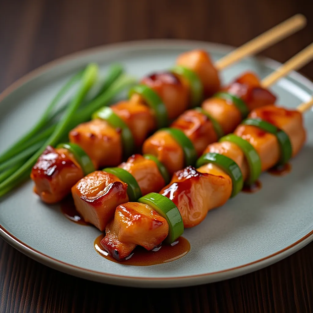Negima yakitori — coxa de frango com cebolinha e tare