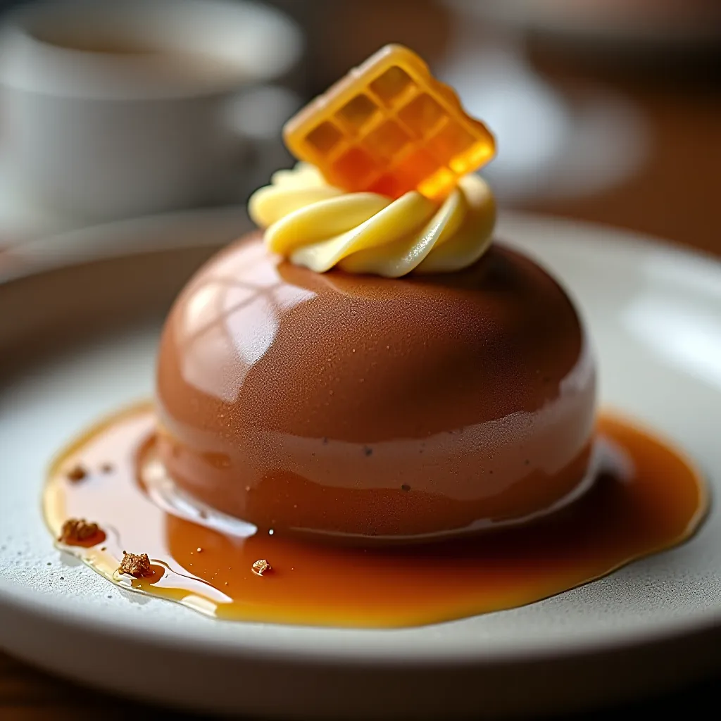 Mousse de chocolate, caramelo salgado e honeycomb - tres texturas em harmonia