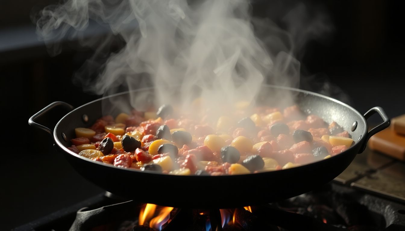 paella valenciana autêntica com socarrat no fundo da paellera - imagem 4